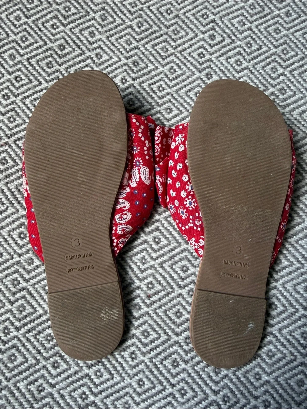 Old Navy Kids Red Bandana Bow Slide Mules